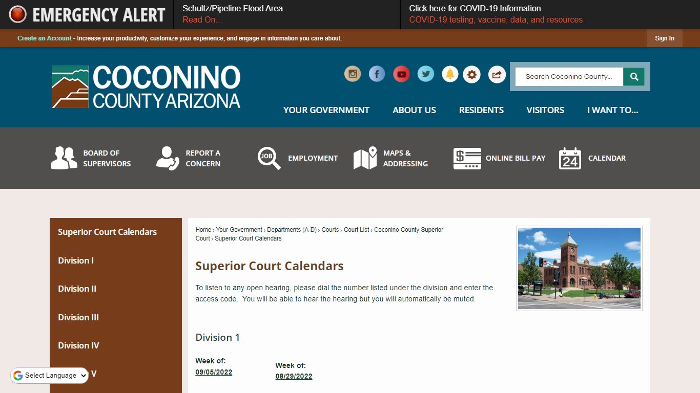 Superior Court Calendars | Coconino - Coconino County, Arizona